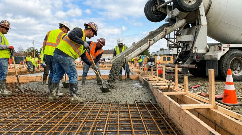 Foundation concrete pour in progress