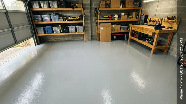 Finished shop and garage floor slab poured in Hartselle, AL