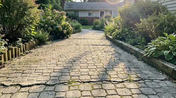 Broom-finish concrete patio and walkway on a rural Brownsboro, AL lot