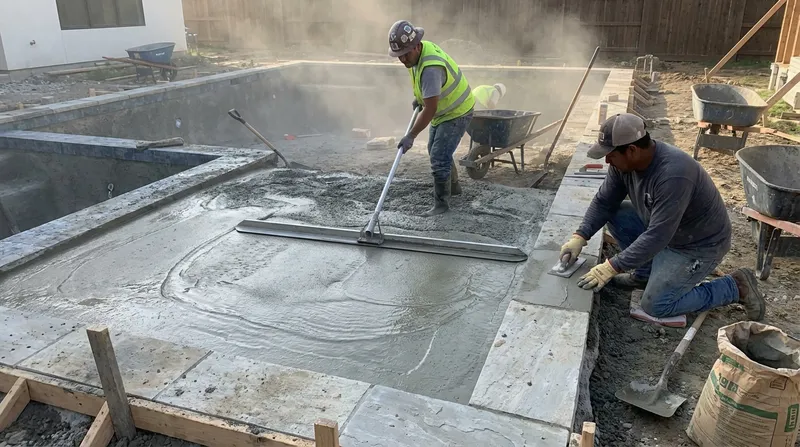 Pool deck installation in progress