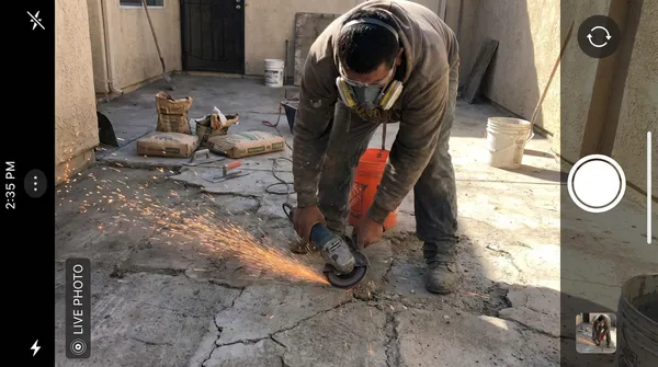 Concrete repair work on a settled slab near the Flint River in Brownsboro, AL