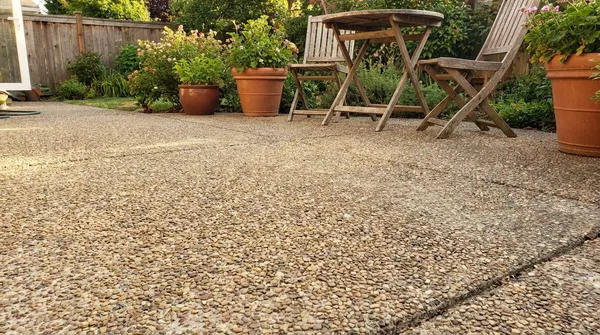 Exposed aggregate concrete walkway at a historic Athens, AL home