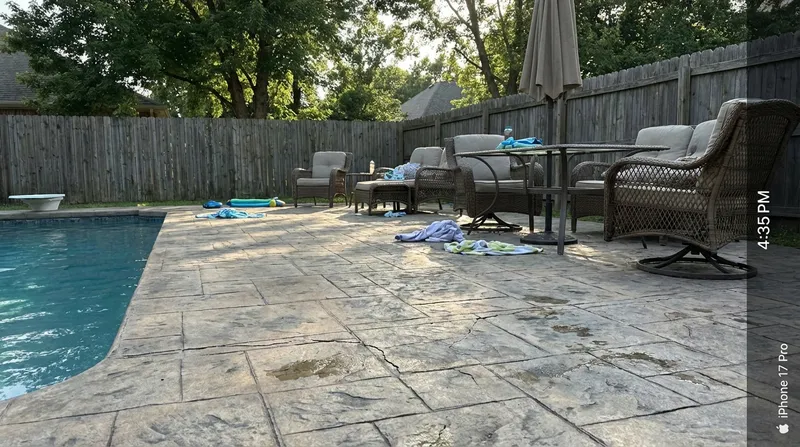 Beautiful pool deck with decorative finish
