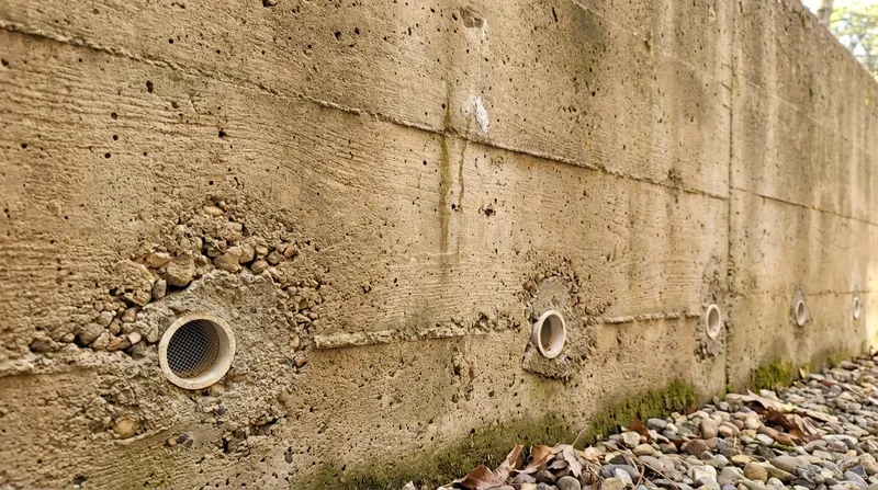 Retaining wall drainage system detail